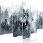 Wandbild Mountain Predator (5-teilig) Leinwand - Schwarz / Weiß - 200 x 100 cm