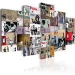 Wandbild Art of Collage Bansky IV Leinwand - Mehrfarbig - 100 x 50 cm