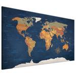 Tableau déco World Map: Océans d’encre Toile - Beige - 120 x 80 cm