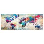 Tableau déco World Map: Cracked Wall Toile - Multicolore - 200 x 80 cm