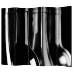 Paravent Wine Bottles II (5-teilig) Vlies / Kiefer - Schwarz / Weiß