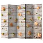 Kamerscherm Wood & Roses II (set van 5) vlies/grenenhout - roze