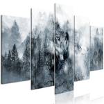 Wandbild Mountain Predator (5-teilig) Leinwand - Schwarz / Weiß - 100 x 50 cm