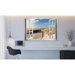 Wandbild Window: View of the Beach Leinwand - Beige - 90 x 60 cm