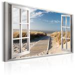 Afbeelding Window: View of the Beach canvas - beige - 90 x 60 cm