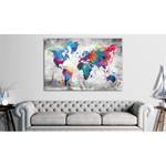 Korkbild World Map Grey Style Kork - Mehrfarbig - 120 x 80 cm