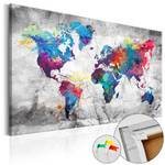 Korkbild World Map Grey Style Kork - Mehrfarbig - 120 x 80 cm