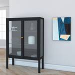 Highboard Aregno glas/metaal - zwart - Breedte: 100 cm