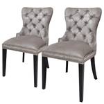 Chaise capitonnée Sancey (lot de 2) Velours / Hêtre massif - Gris clair / Noir