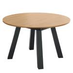 Eettafel Bayas I Knoestige eikenhouten look - Breedte: 130 cm - Antraciet