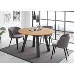 Eettafel Bayas I Knoestige eikenhouten look - Breedte: 130 cm - Antraciet