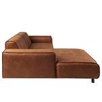 Ecksofa Montans Antiklederlook - Microfaser Yaka: Cognac - Longchair davorstehend links