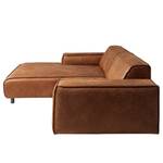 Ecksofa Montans Antiklederlook - Microfaser Yaka: Cognac - Longchair davorstehend links