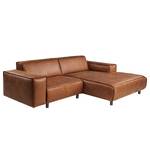 Ecksofa Montans Antiklederlook - Microfaser Yaka: Cognac - Longchair davorstehend rechts