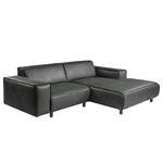 Ecksofa Montans Antiklederlook - Microfaser Yaka: Schwarz - Longchair davorstehend rechts