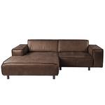 Ecksofa Montans Antiklederlook - Microfaser Yaka: Braun - Longchair davorstehend links