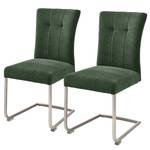 Chaises cantilever Callian (lot de 2) Chenille - Vert olive - Acier inoxydable