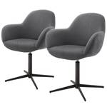 Chaises capitonnées Glomel I (lot de 2) Chenille et microfibre - Gris - Noir