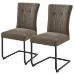 Chaises cantilever Callian (lot de 2) Chenille - Cappuccino - Noir