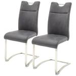 Chaises cantilever Azzana (lot de 2) Cuir véritable / Acier inoxydable - Gris