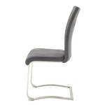 Chaises cantilever Azzana (lot de 2) Cuir véritable / Acier inoxydable - Gris