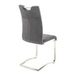 Chaises cantilever Azzana (lot de 2) Cuir véritable / Acier inoxydable - Gris