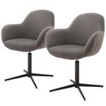 Gestoffeerde stoelen Glomel I (2 stuk) Chenille & microvezel - Cappuccinokleurig - Zwart