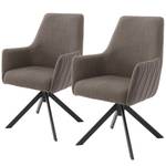 Armleunstoelen Fleurey (set van 2) chenille & microvezel/staal - Cappuccinokleurig