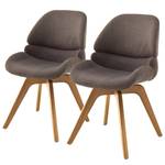 Gestoffeerde stoelen Husson (set van 2) chenille & fijn weefsel/massief eikenhout - Cappuccinokleurig