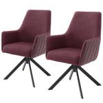 Chaises à accoudoirs Fleurey (lot de 2) Chenille et microfibre / Acier - Rouge Bordeaux