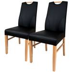 Chaises capitonnées Lullin (lot de 2) Chêne sauvage massif - Noir