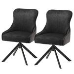 Chaises Stalewell I (lot de 2) Microfibre et tissu structuré / Acier - Anthracite