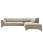 Ecksofa Lussant Flachgewebe - Flachgewebe Shina: Beige - Ottomane davorstehend rechts - Grau