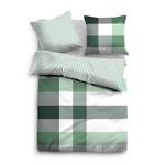 Parure de lit en satin Country Check Satin - Vert sapin - 155 x 220 cm + oreiller 80 x 80 cm