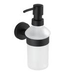 Zeepdispenser Bosio melkglas/roestvrij staal - inhoud: 200 ml - Zwart