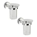 Porte brosse à dent Laceno (lot de 2) Matière plastique / Chrome