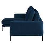 Hoekbank Grossa fluweel - Velours Vaia: Donkerblauw - Longchair vooraanzicht links