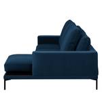 Hoekbank Grossa fluweel - Velours Vaia: Donkerblauw - Longchair vooraanzicht rechts