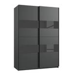 Schwebetürenschrank Altona I Graphit / Glas Schwarz - Breite: 135 cm