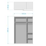 Armoire à portes coulissantes Altona I Imitation chêne parqueté / Verre gris - Largeur : 135 cm