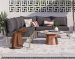 Ensemble lounge FIFO C - 5 éléments Tissu / Acacia massif - Anthracite / Gris