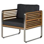 Loungegruppe Teakline (4-teilig) Polyester / Teak massiv - Braun / Grau