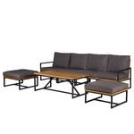 Loungegroep LeRoy (7-delig) polyester/massief acaciahout - grijs/acaciahout