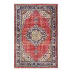Tapis Tabriz Ladiz Coton / Chenille de polyester - Rouge / Indigo - 200 x 290 cm