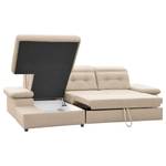 Ecksofa Huriel Strukturstoff - Strukturstoff Huda: Beige - Longchair davorstehend rechts