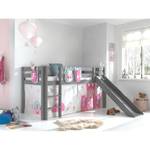 Spielbett Pino Princess Kiefer Grau - Mit Taschen - Mit Leiter - Mit Rutsche