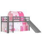 Spielbett Pino Princess Kiefer Grau - Mit Taschen - Mit Leiter - Mit Rutsche - Mit Tunnel