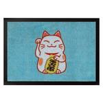 Deurmat Lucky Cat polyamide - pastelblauw