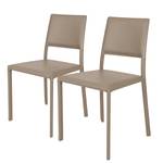 Chaises hülsta now S18 (lot de 2) Imitation cuir / Acier - Beige vieilli