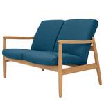 Sofa Froid (2-Sitzer) Webstoff - Webstoff Baca: Blau - Eiche Hell